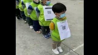 DISTURBING: Children Masked and Labled with QR Codes.