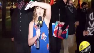 Girl Follows and Mocks Antifa So Bad they Stop their Own Protest.