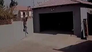 Thief Jumps a Fence... Pays the Price Moments Later.