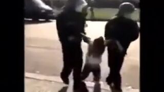 COVID Gestapo Get Humiliated by Young Girl...So, Most Naturally They Beat and Arrest Her.