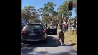 Second Video Shows Liberal Whackjob Who Crashed Into Freedom Protesters Gets Out And Beats Her Victim With Flags
