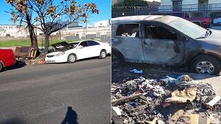 Homeless Encampments in What was Once Los Angeles Use Parked Cars For Bon Fires