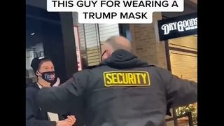 Security Guard Threatens a Teen for Wearing a Trump Mask.