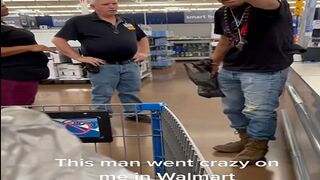 Paranoid Lunatic Thinks Everyone's a Fed Monitoring Him at Walmart