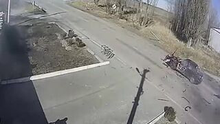 Russian Tank Blows Up Civilian Car, Kills Elderly Couple