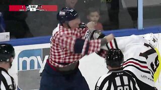 Minor League Hockey Player Covered In Blood after an Epic Heavyweight On-Ice Fight.