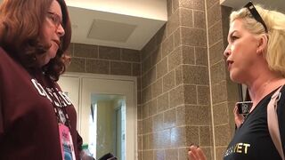 Awesome Mother won't let a Father of 3 Who Dresses as a Woman into Girls Bathroom