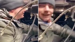 GTA Ukrainian Style... Kids Laugh Their Butts off While Stealing a Russian Tank