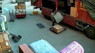 Woman Tries to Unload a Box of Fireworks too Heavy for Her, Things go Horribly Wrong.