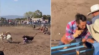 Spanish Bull Rider Gets Gored Through The Throat by Bull During Event