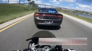 Cop Brake Checks a Biker Causing Him to Crash onto Him!