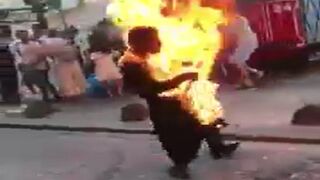 Man in Grim Reaper Outfit Sets Himself on Fire in Istanbul 