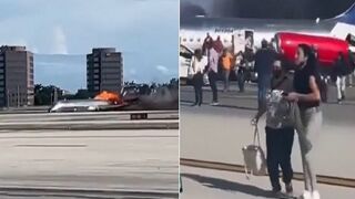 RAW VIDEO: Plane in Miami Bursts into Flames as Passengers Flee