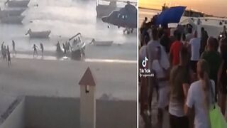 Spanish Beachgoers Steal Drugs From Narco Boats as Police Swoops Down From Helicopters During Raid