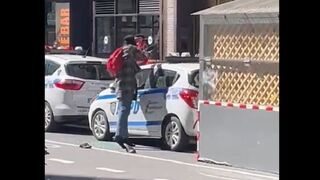 Man Attacks Police Car With, Breaks Lights in NYC