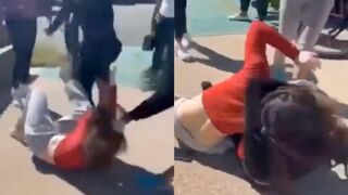 Racist Mother Holds a 12-Year-Old White Girl so Her Daughter Can Stomp Her.