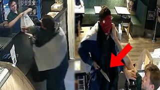 Man Wearing Halloween Mask tries to Rob Restaurant, Ends up Getting Beaten With Fryer Pan