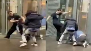 Man Beaten by Good Samaritans After he Attacked 2 Young Girls on a Sidewalk for no Reason!