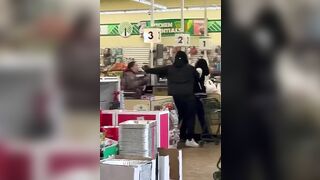 Woman Smacked With a Bucket After Acting Reckless With a Couple at Dollar Tree!