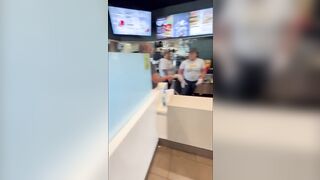 INSANE Brawl Inside McDonald's Between Employees.