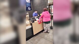 Heavyweight Karen Throws Fit in McDonalds as Hillbilly Husband Just Watches