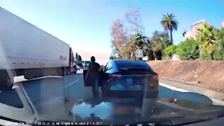 Road Raging, Pipe-Wielding Tesla Driver Smashes Cars.
