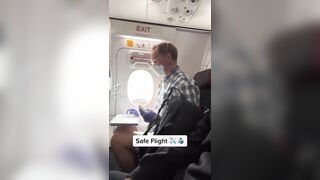 Dude Making Sure He's on the Safest Flight Ever... Bruh?