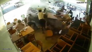 Car Crashes Through Restaurant Hitting a Woman While She was Eating
