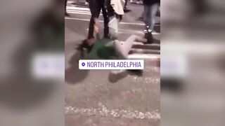 BLM  Sheep Gets The Last 8 IQ Points Bounced out of Her Head in Philly