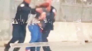 Woman Gets Body Slammed Near The Mexico Border After Punching A Cop In The Face!