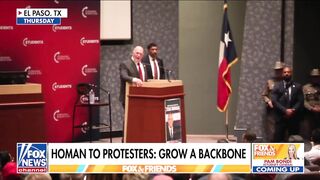 Tom Homan: "Call me what you want. I don't care." Man: "Traitor!" Homan: "You know