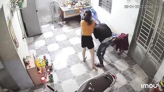 Crazy Wife Beats Husband Immediately After He Got Home!