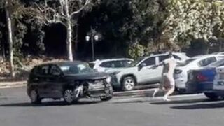 Woman Loses it and Hits Every Car in The Parking Lot!