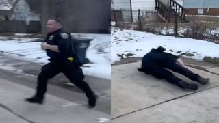 Out of Shape Cop in WI is Having a Really Hard Time chasing a Suspect.