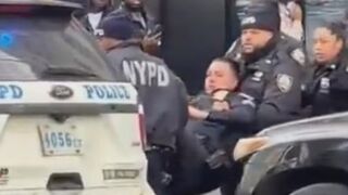 NYPD Sergeant gets dropped while interviewing a suspect
