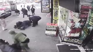 NYPD Sergeant gets dropped while interviewing a suspect