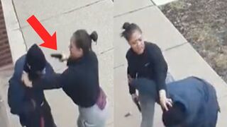 Female Off-Duty Cop Shouts Shoots Man During Struggle on the Street.