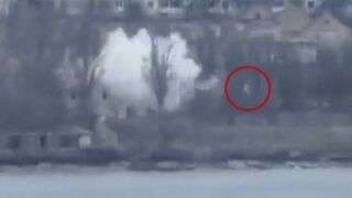 CRAZY: Russian Bombed Building Sent Resident Flying Out.