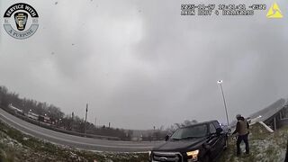 Trucks fall off icy Ohio interstate