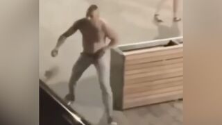 Man Walking Around Attacking Random People Gets Some Quick Karma!