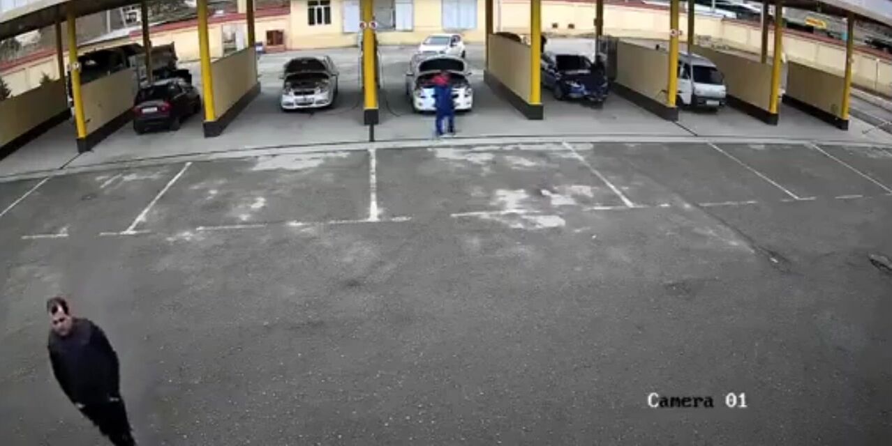 Compressed Tank from a car Explosion Hits and Kills Gas Station Employee