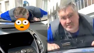 WTF?? Dude Gets On The Hood Of Woman’s Car And Does The Unthinkable