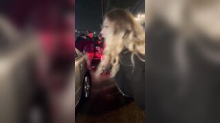 A woman gets ran over during a brawl outside a bar in Pennsylvania...