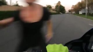 Crazy Karen Attempts to Stop Motorcycle With Her Foot, The Motorcycle Wins