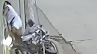 DAMN: Biker Crashes Face First Into A Wall!