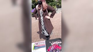 Angry Mask Wearing Tranny Flips Over Conservative Table Handing Out Pamphlets
