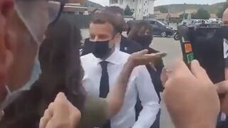 Pension Protester Bitch Slaps Mask Wearing French Tyrant Pres. Macron