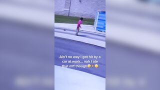 Employee Gets Launched Out His Sneakers Crossing The Street While During Lunch Break!