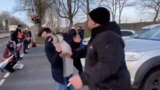 Man Late For Work Smacks Soy Boy Protestor For Blocking The Road!
