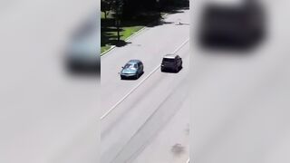 Dude Throwing Rocks at Cars Gets What's Coming to Him!